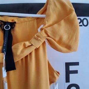 Poleci Silk Sleeveless Yellow Midi Dress Size 6